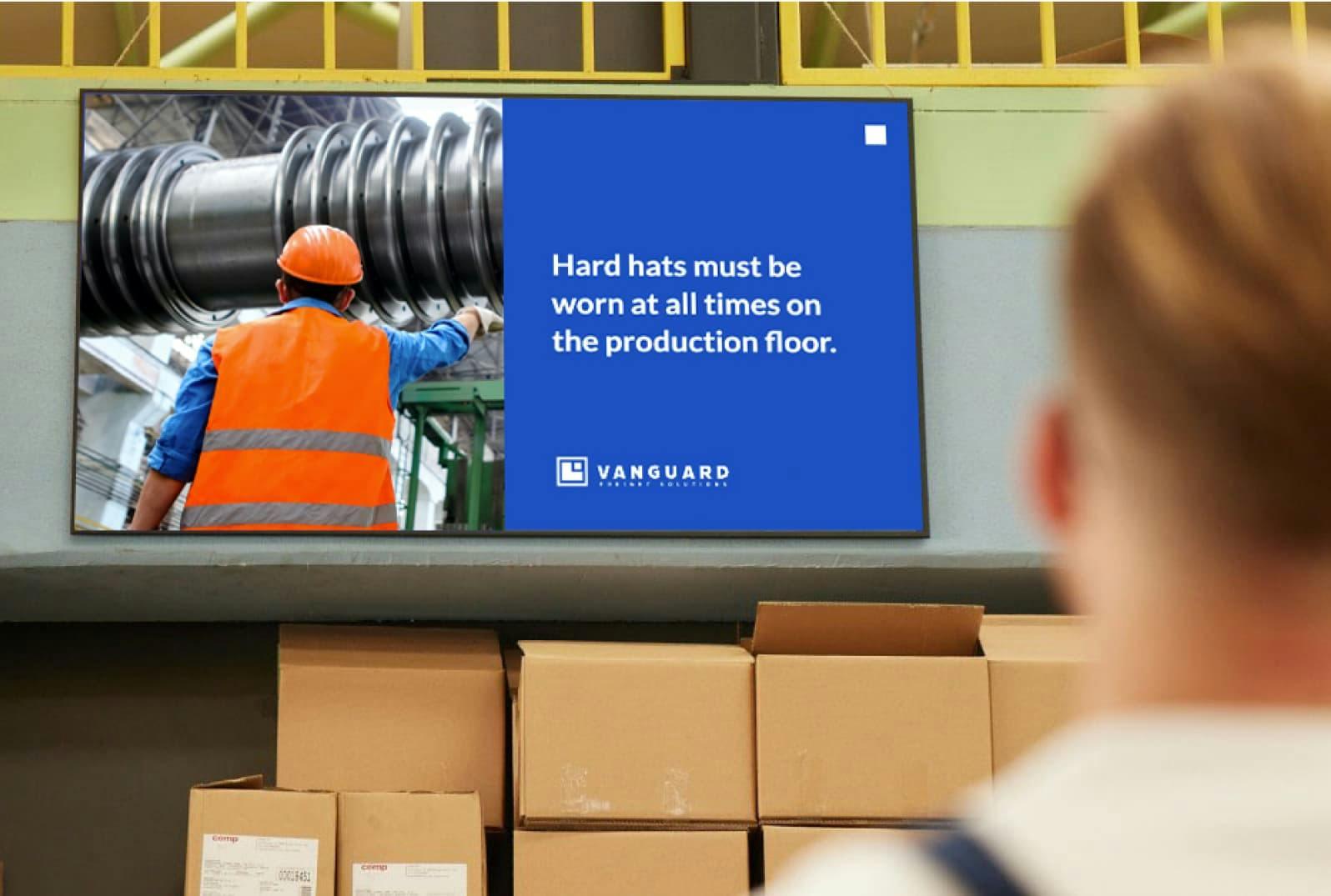 Employee announcements on factory digital signage